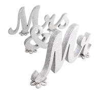 Lettre en Bois Mr & Mrs,Lettre Decorative Mariage,Mr & Mrs Signe Decoration Table Mariage,Signe en Bois à Paillettes Argenté Mr&Mrs pour Table de Mariage Décoration d'intérieur Accessoire Photo Cadeau