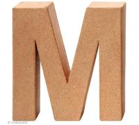 Lettre en carton M - GLOREX - 17,5 x 17 x 5,5 cm - Blanc - Support à décorer