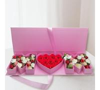 Lettre en carton vide à remplir avec inscription « Ich liebe dich » - Boîte cadeau en forme de bonbons à fleurs (M Heart M, rose)