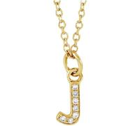 Lettre en or jaune 14 carats avec nom personnalisé, monogramme initial J, diamant naturel, rond, 0,9 mm, I1 H+ 0,03 carat, poids 16, poli, 0,025, petit bijou, cadeau pour femme