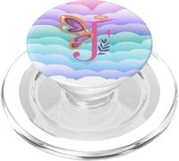 Lettre F Motif Floral Initiale Papillon PopSockets PopGrip pour MagSafe
