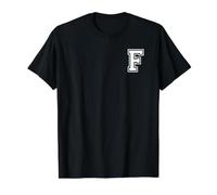Lettre F Style Collège Cool T-Shirt Graphique avec Valeur, Homme, Noir, S