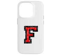 Lettre F (Vintage Noir et Rouge) F Coque pour iPhone 14 Pro