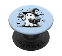 Lettré Fantôme Livre Chapeau sorcière Rat de bibliothèque PopSockets PopGrip Adhésif
