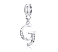 Lettre G charms initiale G alphabet pendentif perles, breloque letra en argent sterling 925 avec cz clair, bracelet de remise des diplômes pandora, cadeaux pour marraine/grand mere/petite fille