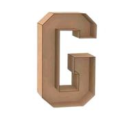 Lettre G décorative en bois 3D, 1 mètre de haut, couleur bois