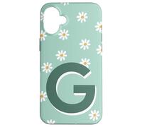 Lettre G Initiale Monogramme Bleu Sarcelle Motif Marguerite Coque pour iPhone 16 Plus