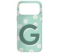 Lettre G Initiale Monogramme Bleu Sarcelle Motif Marguerite Coque pour iPhone 17 Pro Max