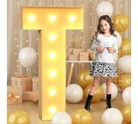 Lettre géante LED de 100 cm - 3,3 pi Éclairée, Lettre T, Panneau lumineux de chapiteau en mosaïque, Lampes à lettres LED pour la Saint-Valentin, anniversaire, Noël, Nouvel An