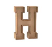 Lettre H décorative en bois 3D, 1 mètre de haut, couleur marron