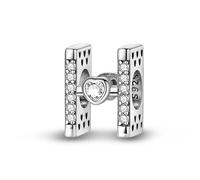 Lettre h et breloque coeur, accessoire de bracelet à breloques en argent sterling 925, compatible avec le collier bracelet pandora, cadeau pour femme