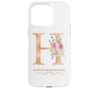 Lettre H initiale aquarelle rose poudré fleur rose Coque pour iPhone 15 Pro Max