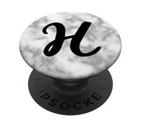 Lettre H Monogramme Noir Gris Blanc Élégant Deluxe Initiale PopSockets PopGrip Adhésif