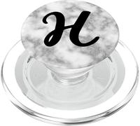 Lettre H Monogramme Noir Gris Blanc Élégant Deluxe Initiale PopSockets PopGrip pour MagSafe