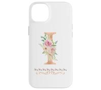 Lettre I initiale aquarelle rose poudré fleur rose Coque pour iPhone 14 Plus