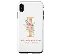 Lettre I initiale aquarelle rose poudré fleur rose Coque pour iPhone XS Max