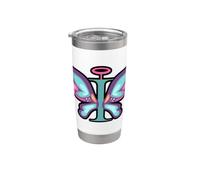 Lettre I Papillon Halo Illustration de l'alphabet mignon Gobelet isotherme en acier inoxydable double paroi