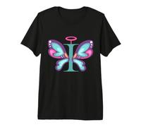 Lettre I Papillon Halo Illustration de l'alphabet Mignon T-Shirt Haut de Gamme