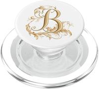 Lettre Initiale B Blanche personnalisée Pretty Script PopSockets PopGrip pour MagSafe