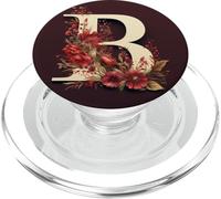Lettre Initiale B Rouge Bordeaux Floral Fleurs Blanches PopSockets PopGrip pour MagSafe
