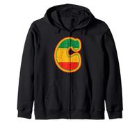 Lettre Initiale C Monogramme Noir Mois de l'histoire Couleurs rétro Sweat à Capuche