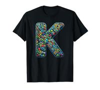 Lettre Initiale du nom K dans Le Style mosaïque T-Shirt Graphique avec Valeur