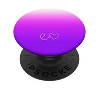 Lettre initiale E Lettre E en forme de cœur Ombre Violet Rose PopSockets PopGrip Interchangeable