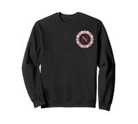 Lettre Initiale N - Couronne de Marguerites Roses et Blanches - Monogramme Sweatshirt
