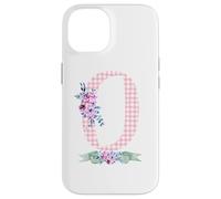 Lettre Initiale O pour Femme et Ruban Rose Vichy Floral Coque pour iPhone 14