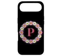 Lettre Initiale P - Couronne de Marguerites Roses et Blanches - Monogramme Coque pour iPhone Air