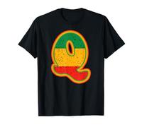 Lettre Initiale Q Monogramme Noir du Mois de l'histoire rétro Couleurs T-Shirt