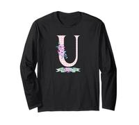 Lettre Initiale « U » pour Femme et Ruban Rose Vichy Floral Manche Longue