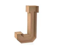 Lettre J décorative 3D en bois, hauteur 100 cm, design moderne