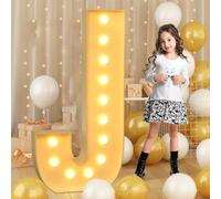 Lettre J géante lumineuse à LED de 100 cm - 3,3 pieds, panneau lumineux en mosaïque de chapiteau, lampes à lettres LED pour Saint-Valentin, anniversaire, Noël, Nouvel An