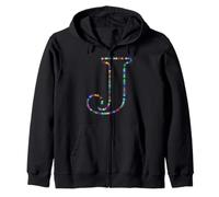 Lettre J Initiale Nom Monogramme étoiles colorées Sweat à Capuche