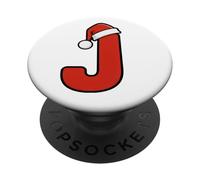 Lettre J rétro Père Noël Festif Vacances Moche Noël PopSockets PopGrip Adhésif