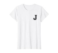 Lettre J Style Collège Cool T-Shirt Graphique avec Valeur, Femme, Blanc, L