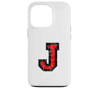 Lettre J (Vintage Noir et Rouge) J Coque pour iPhone 13 Pro