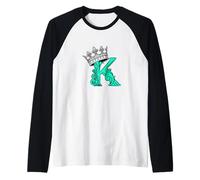 Lettre K Bleu Sarcelle Clair + Couronne Bleu Sarcelle Aqua Manche Raglan