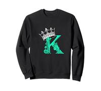 Lettre K Bleu Sarcelle Clair + Couronne Bleu Sarcelle Aqua Sweatshirt