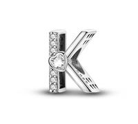 Lettre k et breloque coeur, accessoire de bracelet à breloques en argent sterling 925, compatible avec le collier bracelet pandora, cadeau pour femme