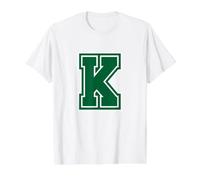 Lettre K Monogramme Vert Initial T-Shirt Graphique avec Valeur, Homme, Blanc, XL
