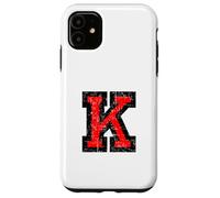 Lettre K (Vintage Noir et Rouge). Coque pour iPhone 11