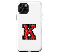Lettre K (Vintage Noir et Rouge). Coque pour iPhone 11 Pro