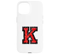 Lettre K (Vintage Noir et Rouge). Coque pour iPhone 15