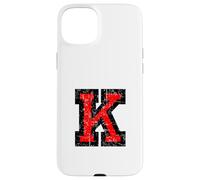 Lettre K (Vintage Noir et Rouge). Coque pour iPhone 15 Plus