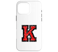 Lettre K (Vintage Noir et Rouge). Coque pour iPhone 16 Pro Max