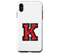 Lettre K (Vintage Noir et Rouge). Coque pour iPhone XS Max