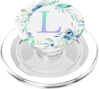 Lettre L - Bleu Vert, Bleu Sarcelle, Violet ombré - Initiale L PopSockets PopGrip pour MagSafe
