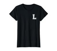 Lettre L Style Collège Cool T-Shirt Graphique avec Valeur, Femme, Noir, M